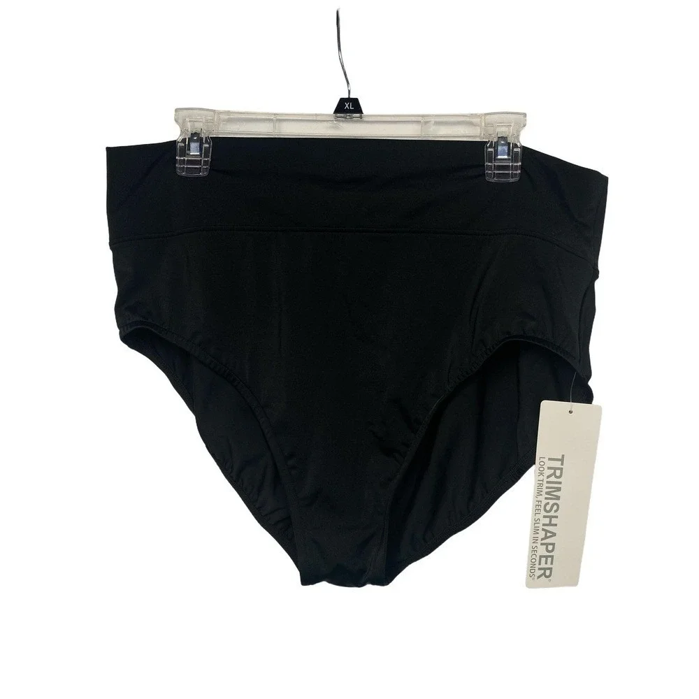 Trimshaper‎ Black Swim Bottom Yoke-Top Brief, Black 18W